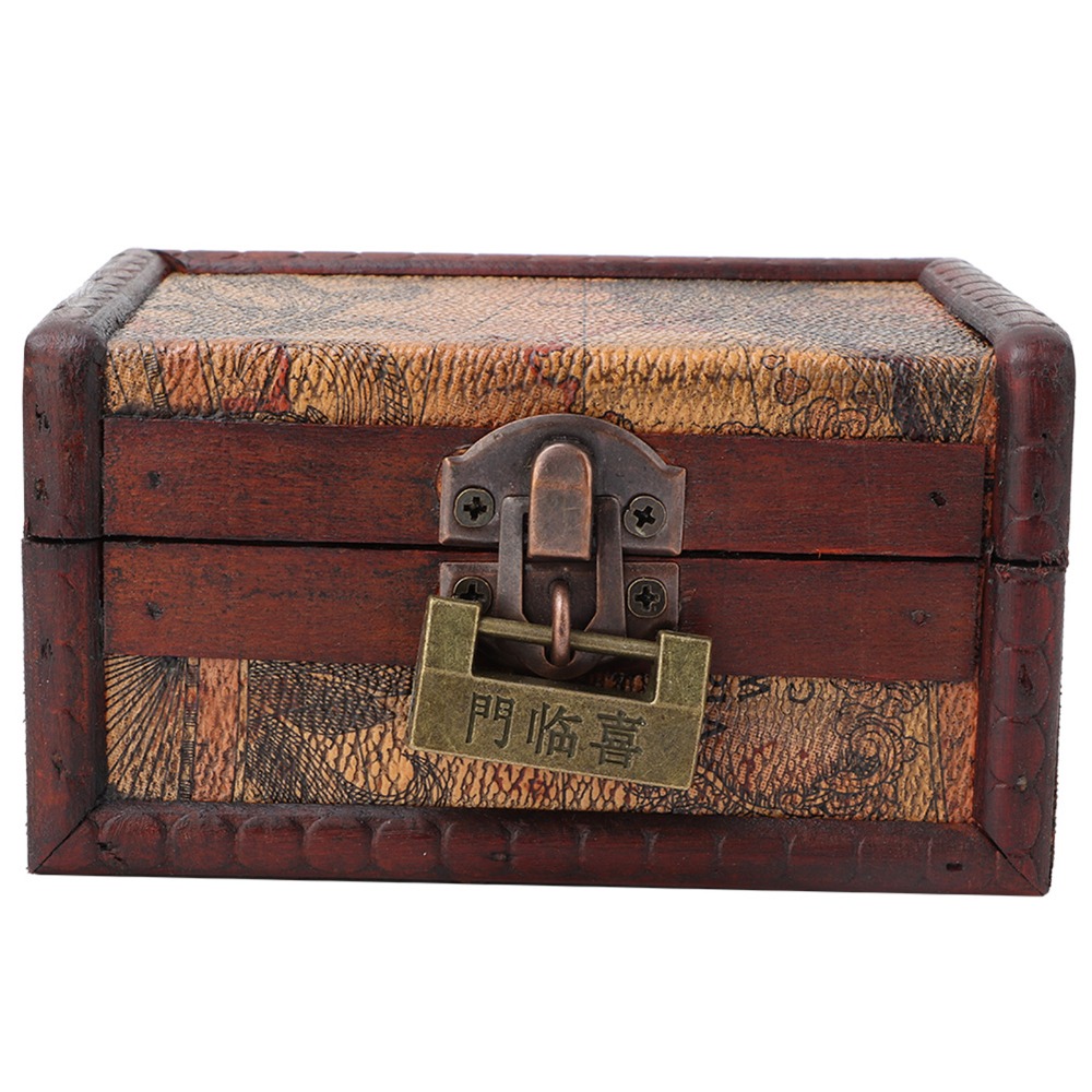 Medicine Cabinet Lock - Schmuckkästchen mit Schlüssel, Holz-Aufbewahrungsbox, Rote Holz-Schatztruhe