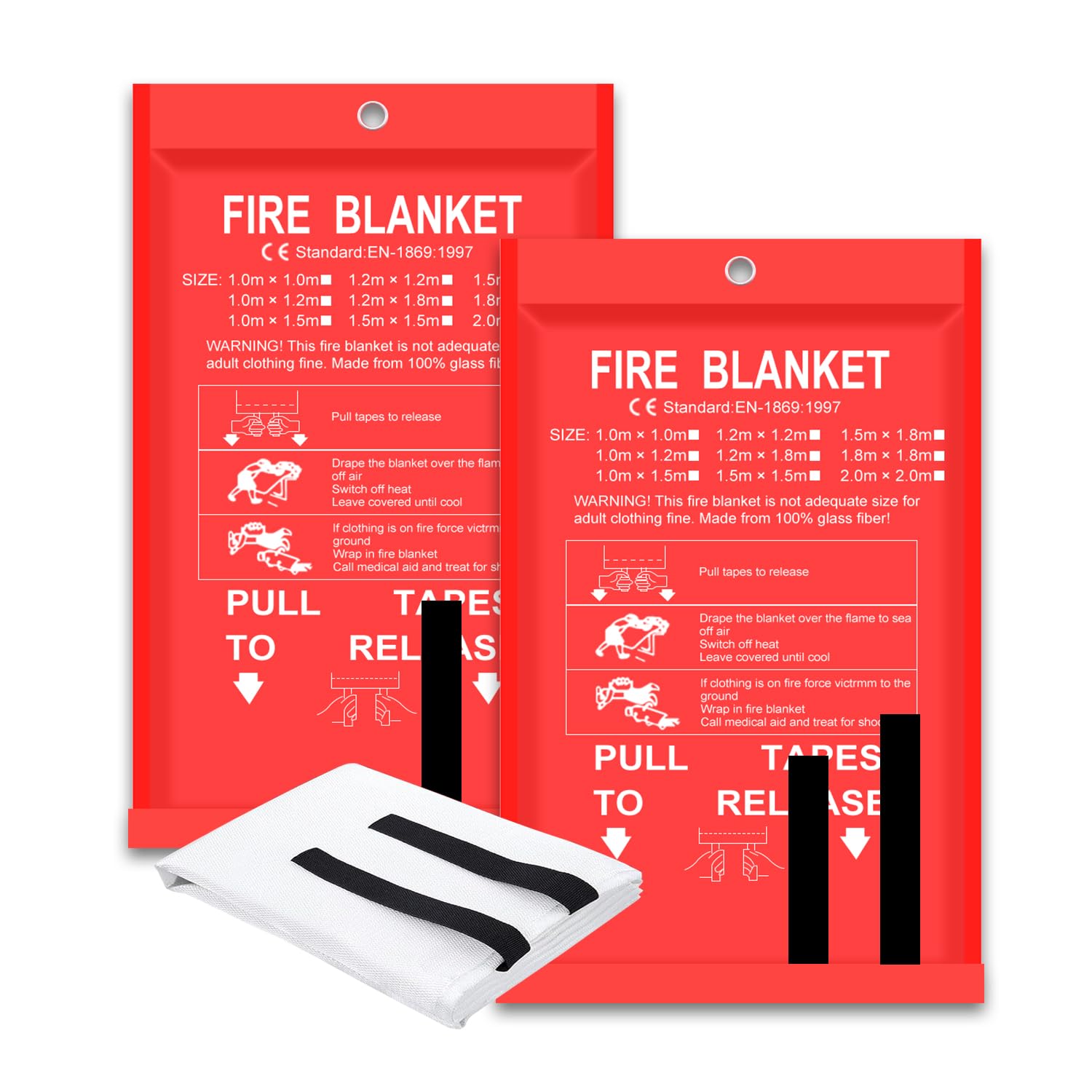 Fire Blanket Kitchen - Feuerlöschdecke, 2 Stück, 2 x 2